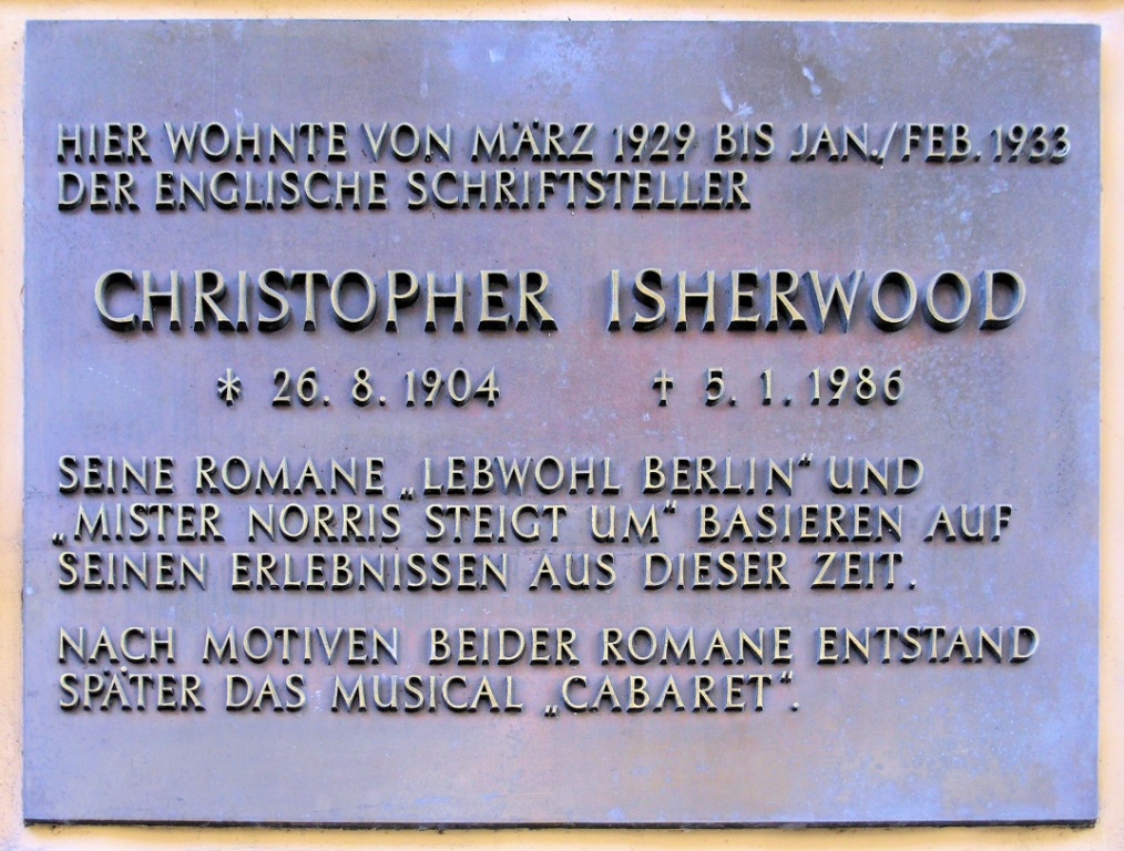 Isherwood plaque at Nollendorfstrasse 17 Schöneberg Berlin